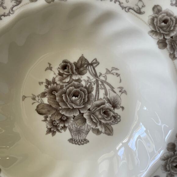 PALATE & PLATE Victorian BROWN Rose Floral Porcelain 8.5" Soup Bowl Set of 4 NEW - Picture 11 of 12